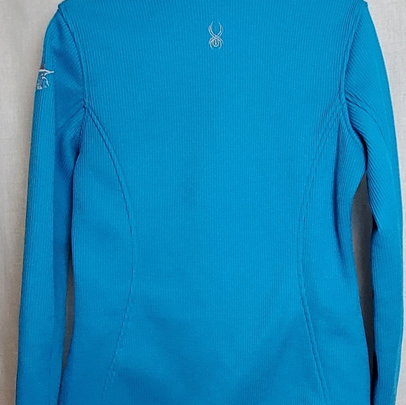 Women's Spyder Core Waffle Knit Zip Up Jacket Turquoise Size L - Picture 5 of 16